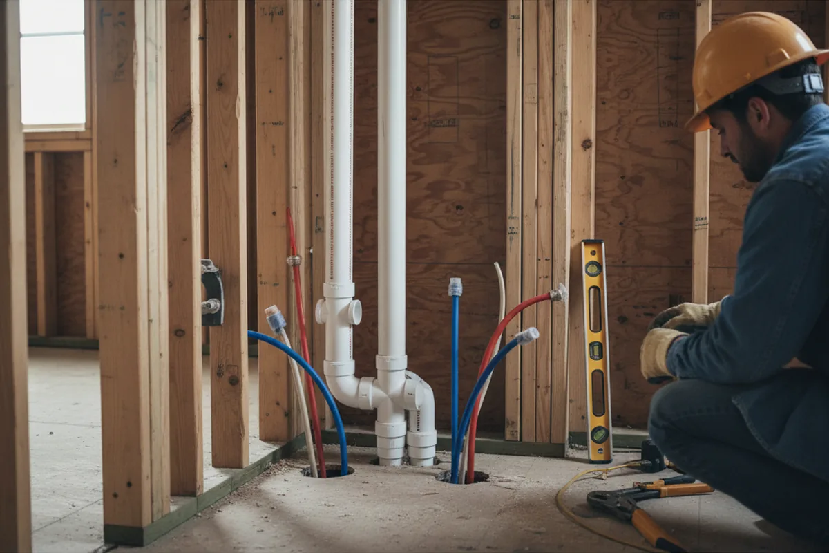 Drain and supply rough-in during Drain Cleaning in Hartsburg