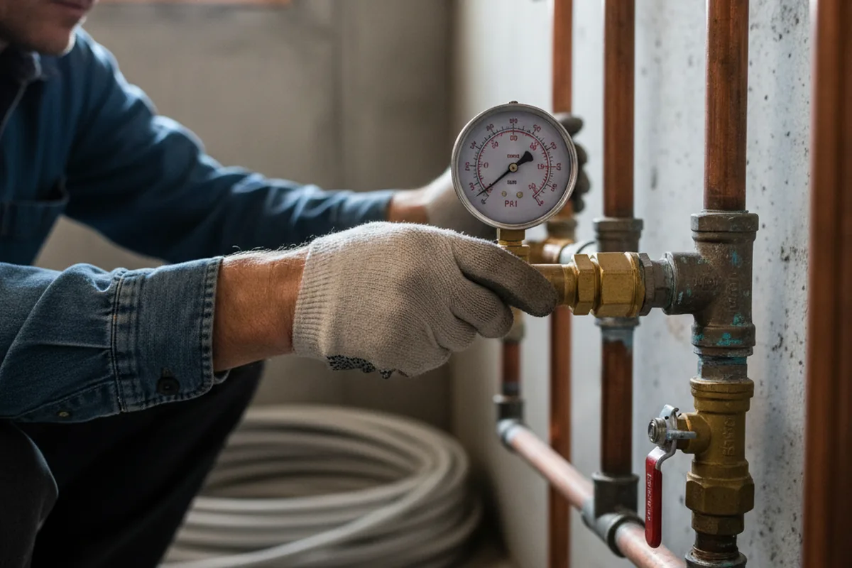 Pressure testing a repaired line during Water Line Repair in Hartsburg